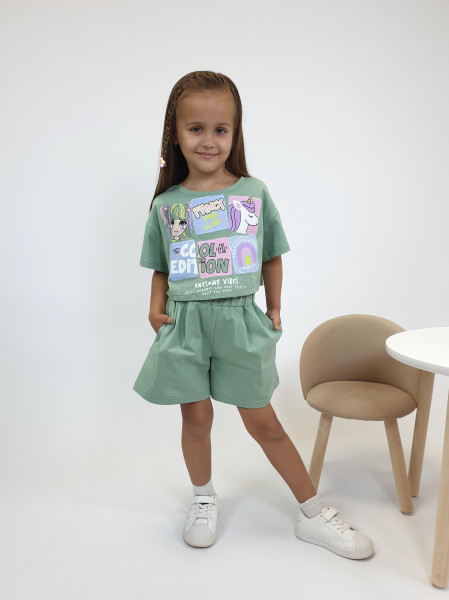 Комплект для девочки (фуфайка+шорты)