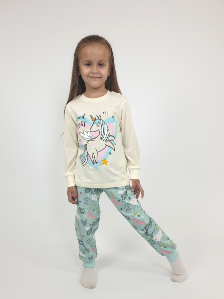 Пижама для девочки (фуфайка и брюки)