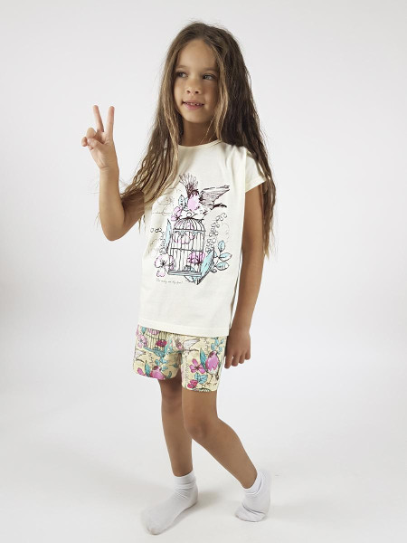 Пижама для девочки (фуфайка и шорты)