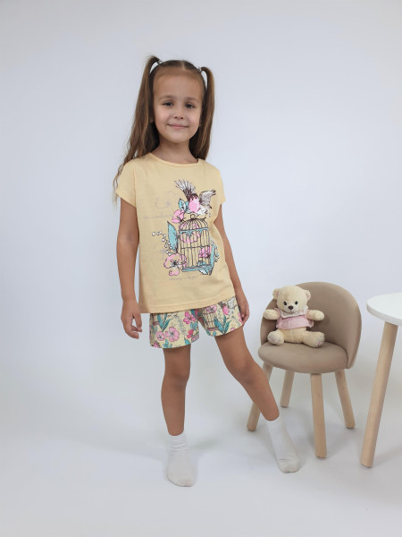 Пижама для девочки (фуфайка и шорты)