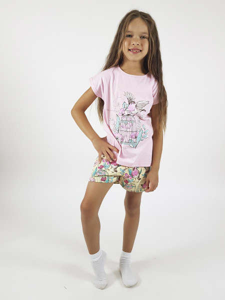 Пижама для девочки (фуфайка и шорты)