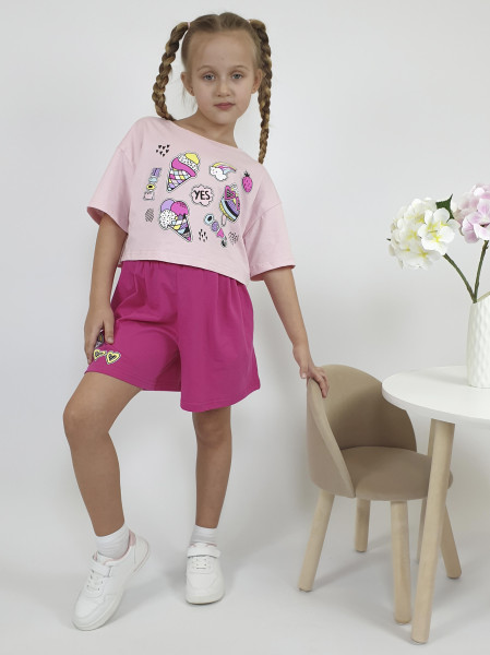 Комплект для девочки (фуфайка и шорты)
