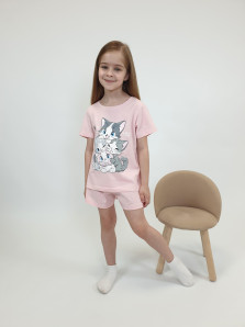 Пижама для девочки (фуфайка и шорты)