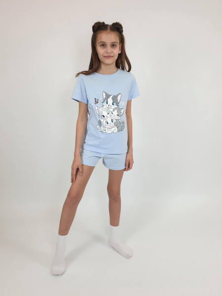 Пижама для девочки (фуфайка и шорты)