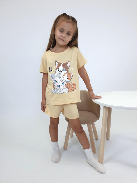 Пижама для девочки (фуфайка и шорты)