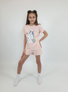 Пижама для девочки (фуфайка и шорты)