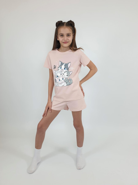 Пижама для девочки (фуфайка и шорты)