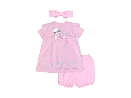 Комплект для девочки (платье+панталоны+повязка с бантом)