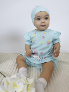 Комплект для девочки (платье+панталоны+косынка)