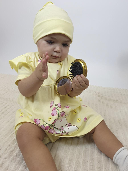 Комплект для девочки (платье+панталоны+косынка)