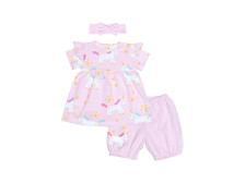 Комплект для девочки (платье+трусики+повязка с бантом)