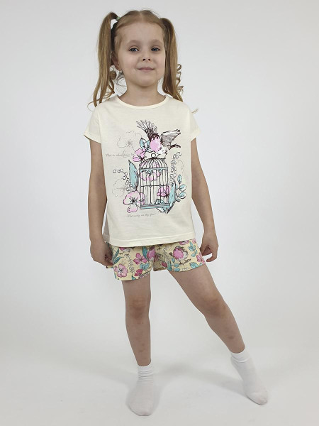 Пижама для девочки (фуфайка и шорты)