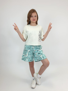 Комплект для девочки (фуфайка+ шорты)