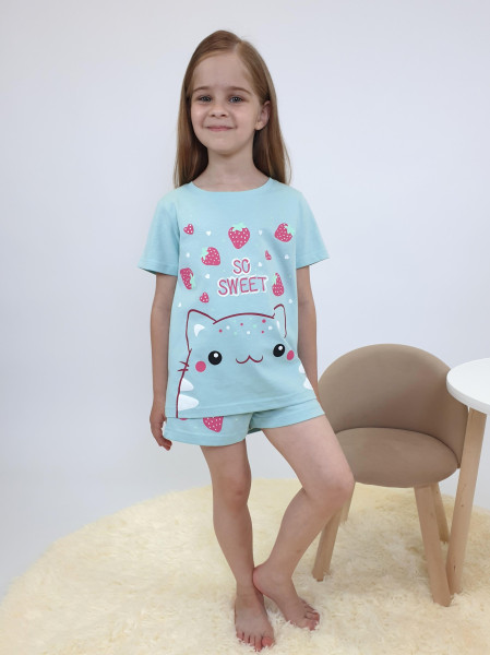 Пижама для девочки (фуфайка и шорты)