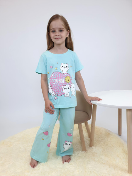 Пижама для девочки (фуфайка и брюки)