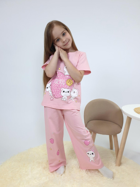 Пижама для девочки (фуфайка и брюки)