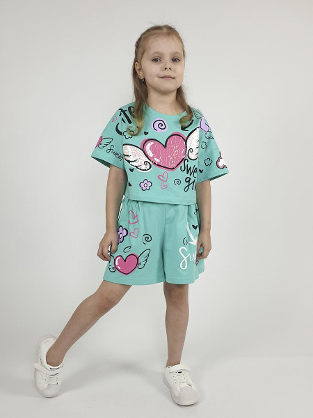 Комплект для девочки (фуфайка+ шорты)