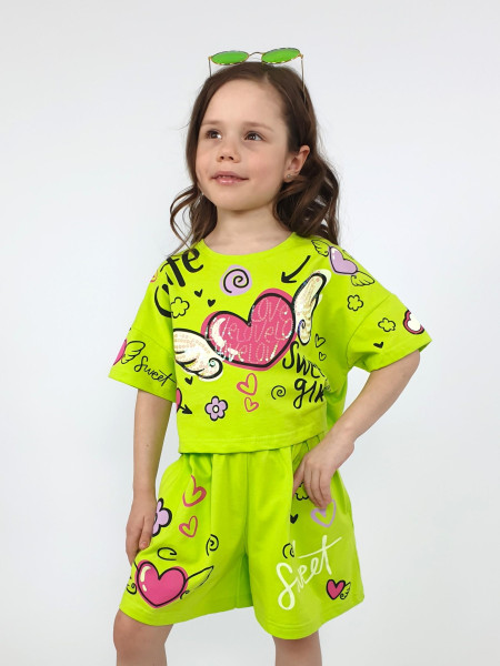 Комплект для девочки (фуфайка+ шорты)