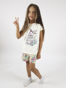 Пижама для девочки (фуфайка и шорты)