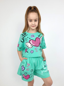 Комплект для девочки (фуфайка+ шорты)