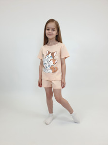 Пижама для девочки (фуфайка и шорты)