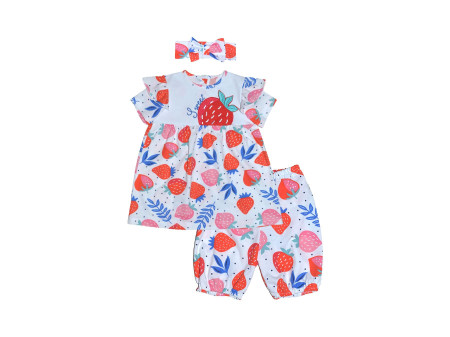 Комплект для девочки (платье+трусики+повязка с бантом)