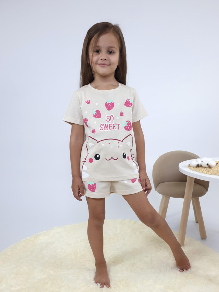 Пижама для девочки (фуфайка и шорты)