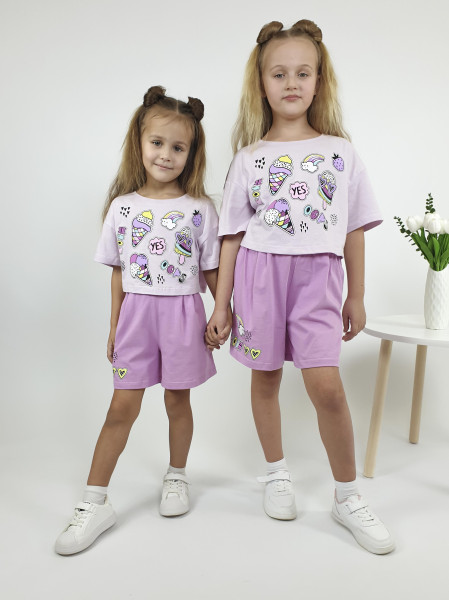 Комплект для девочки (фуфайка и шорты)